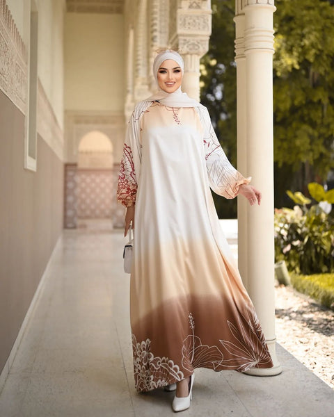 White Brown Abaya HAC_0170
