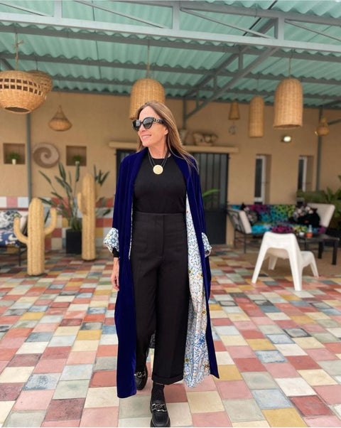 Blue Double Layered Velvet Gown HAC_0035