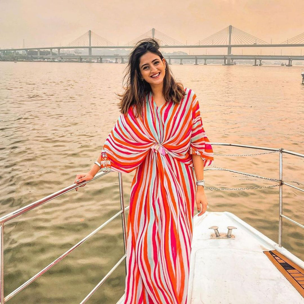 Multi Lines Long Kaftan HLK-0192