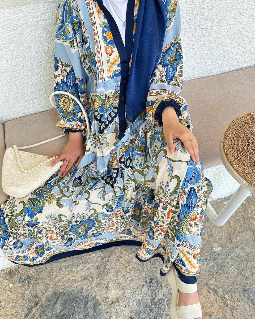 Blue Floral Frock AUG-0013