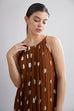 Brown & Cream Polka Dot Pleated Dress HLF-0053