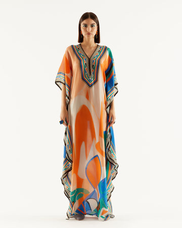 Orange Geomatric RR Kaftan HLK-0174