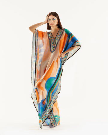 Orange Geomatric RR Kaftan HLK-0174