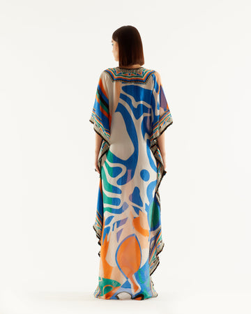 Orange Geomatric RR Kaftan HLK-0174
