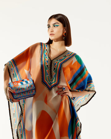 Orange Geomatric RR Kaftan HLK-0174