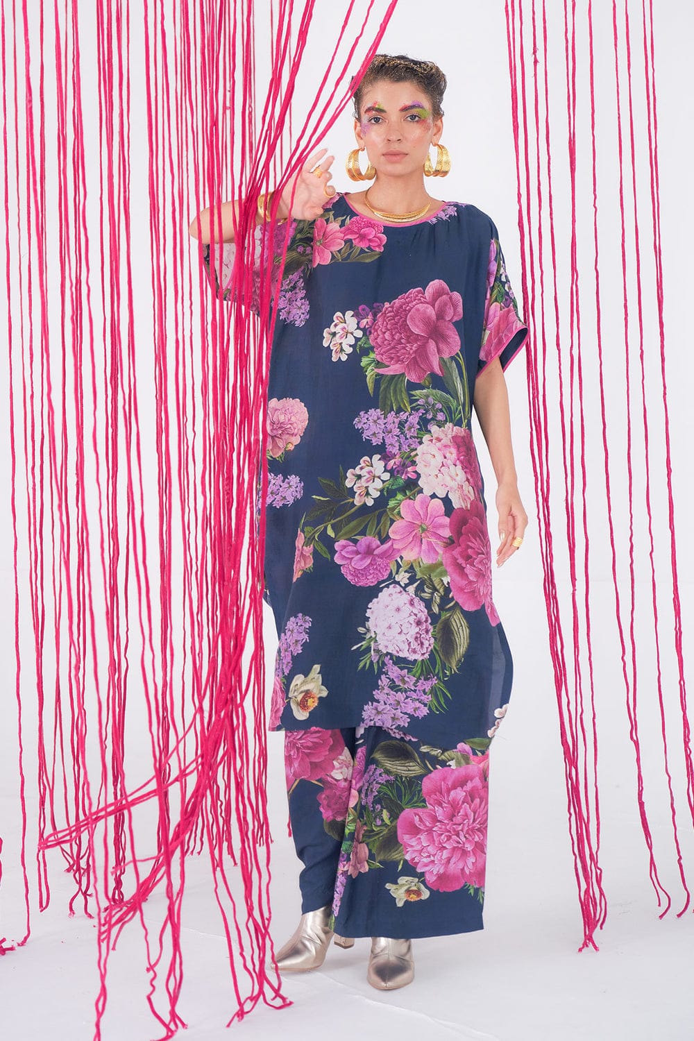 Indigo Kurta Kaftan With Palazzo HNL-0002