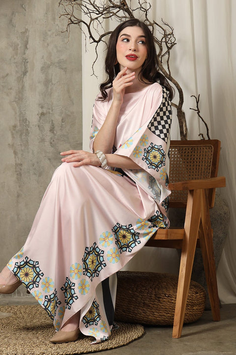 Pink Stripe Silk Kaftan HSK-0009