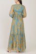 Blue & Yellow Floral Long Frock HLF-0041