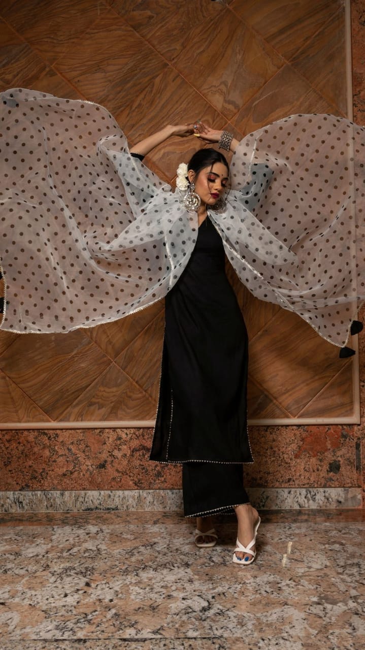 Polka Dot Black Suit Set