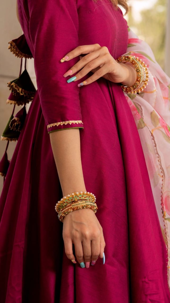 Magenta Anarkali Set