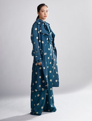 Teal &Cream Polka Dot Trench Cover HWD-0053