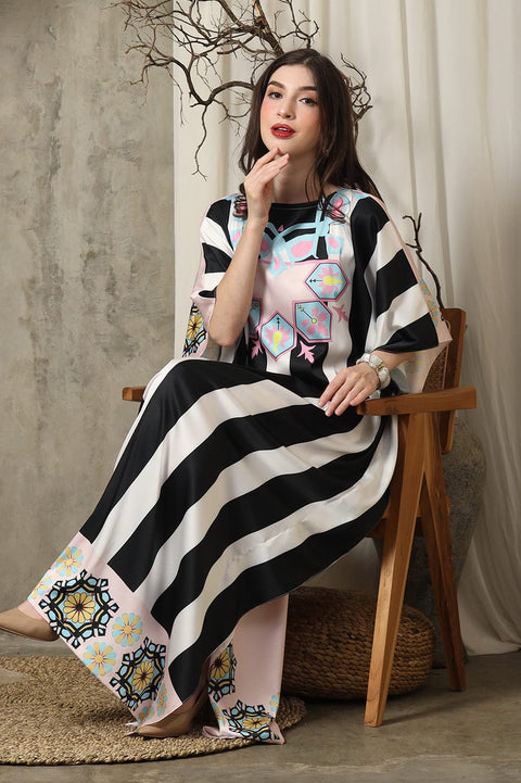 Pink Stripe Silk Kaftan HSK-0007