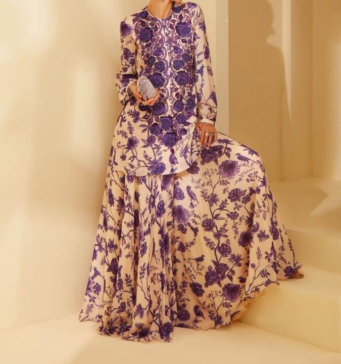 Purple Sharara Set HMAY-0013
