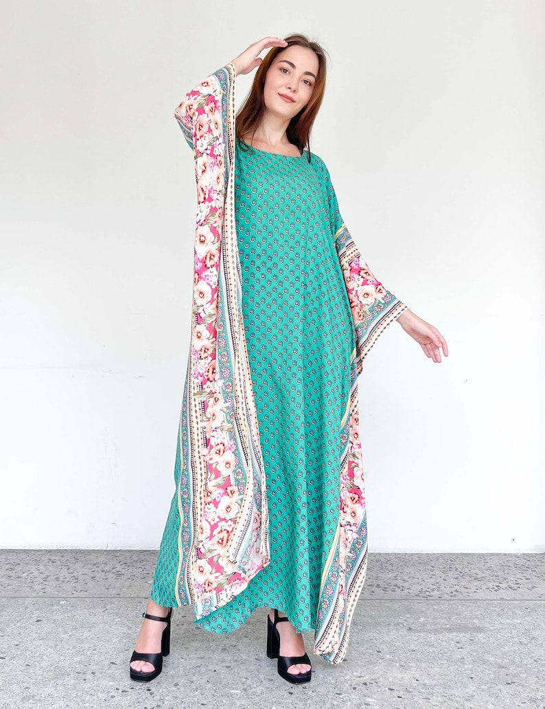 Green Floral Kaftan HSK-0016