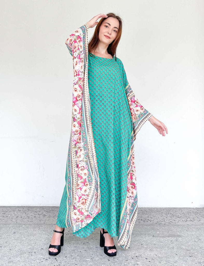 Green Floral Kaftan HSK-0016