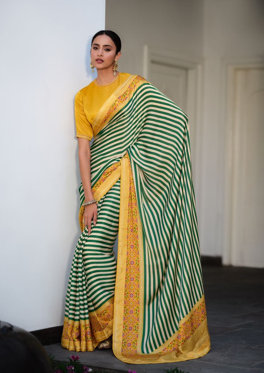 Green Patola Printed Saree HSC-0005