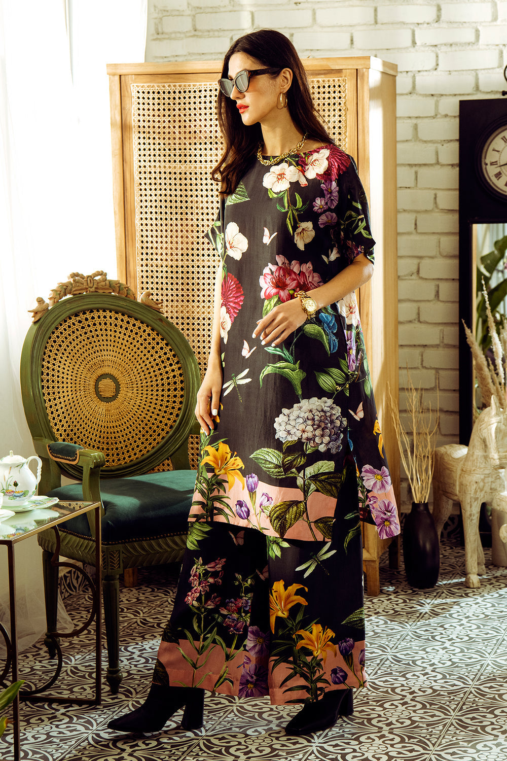 Floral Two Piece Dress HED-0031