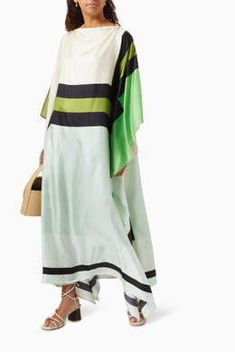 Green & White Kaftan HNK-0025