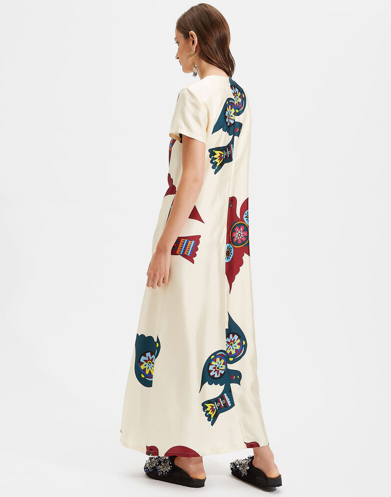 Bird Print Silk Shirt HSC-0038