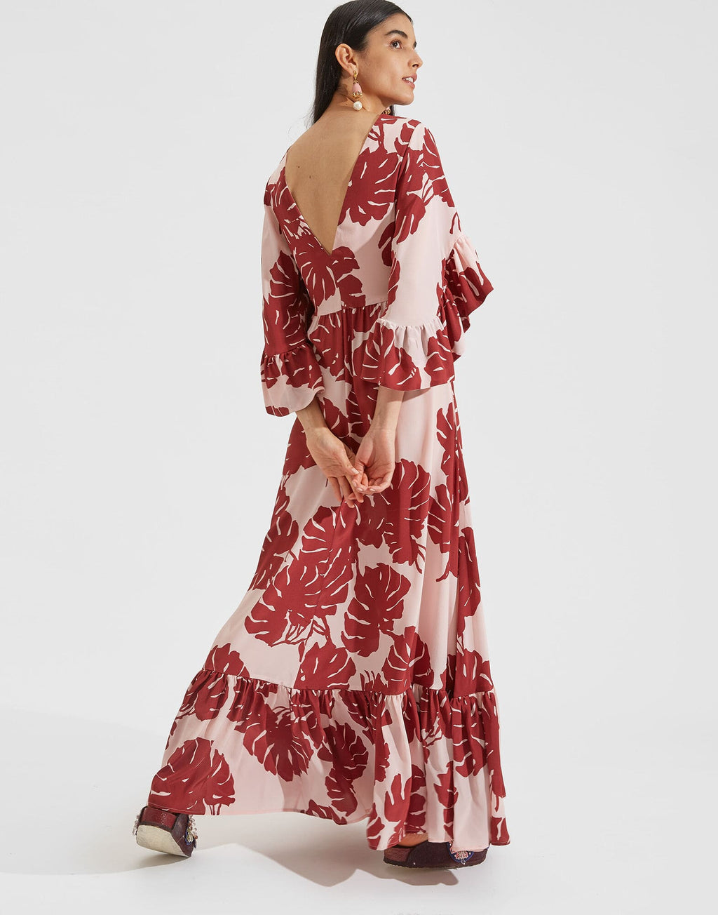 GM Pink Floral Long Dress HWD-0065