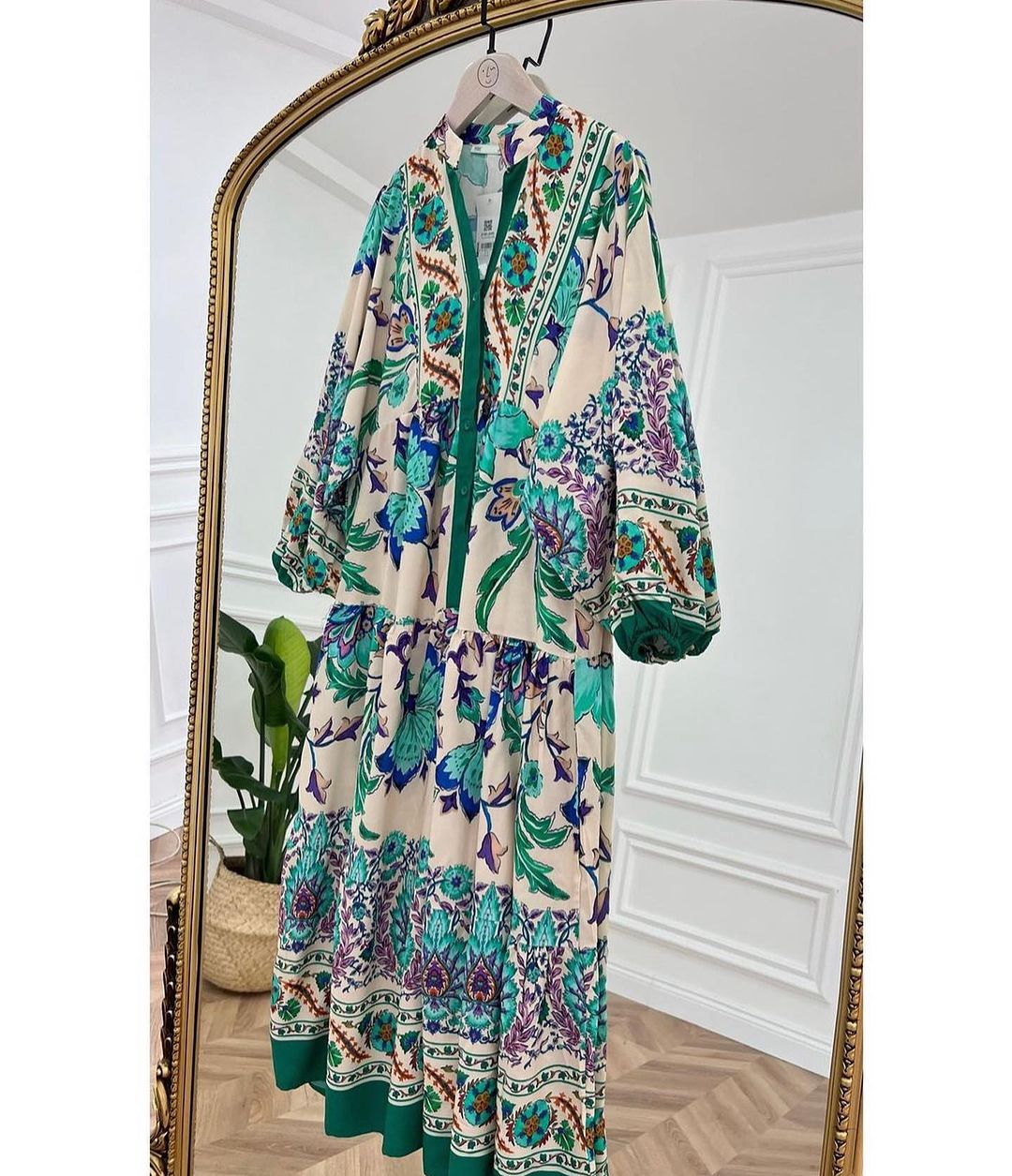 Green Floral Frock AUG-0014