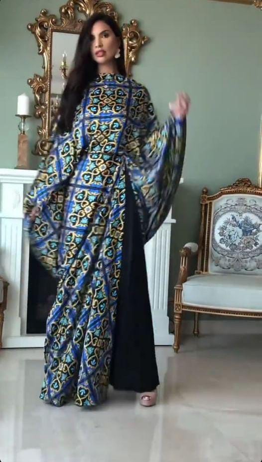 Tile Print Long Kaftan