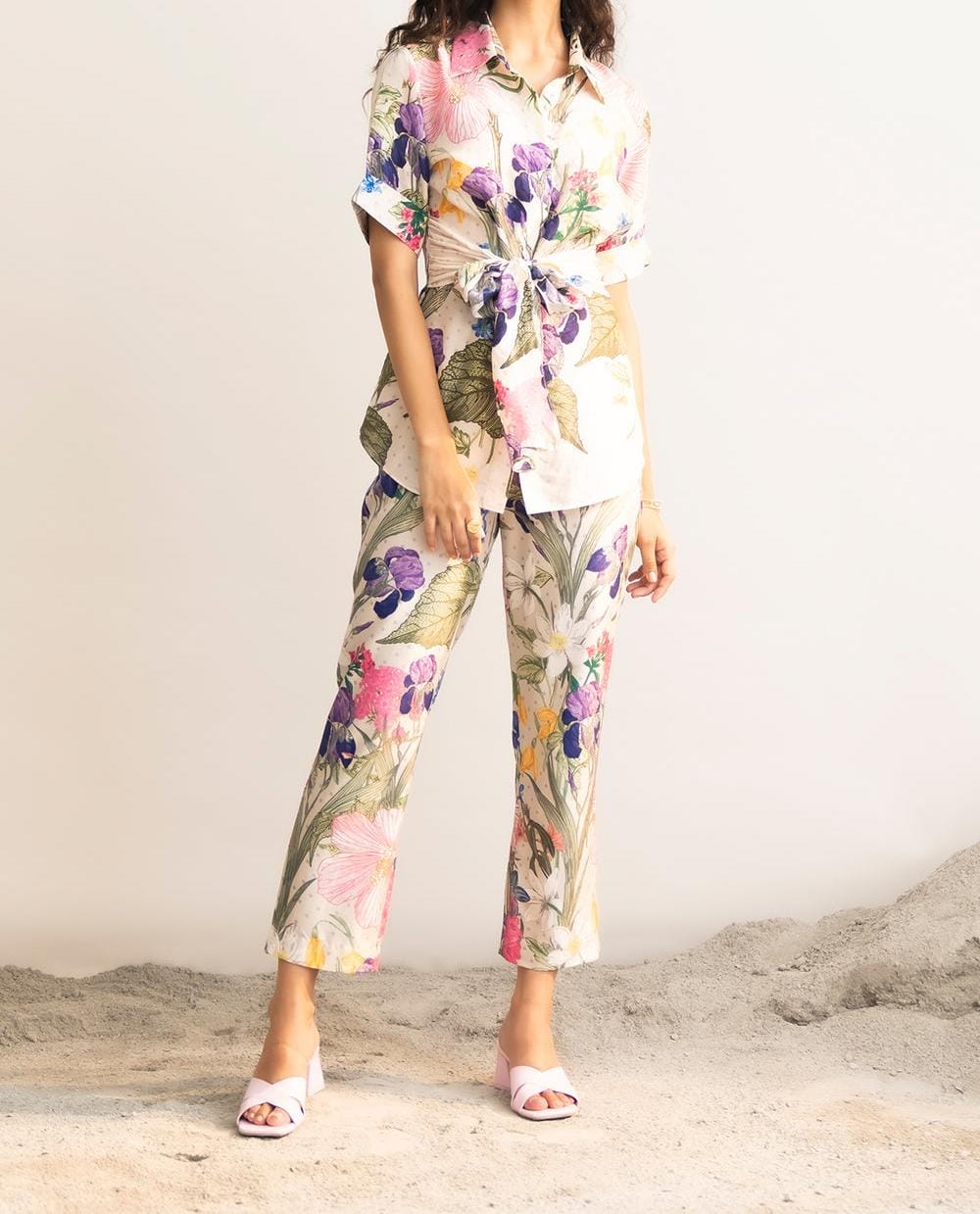 Printed  Silk With Front Tie Up