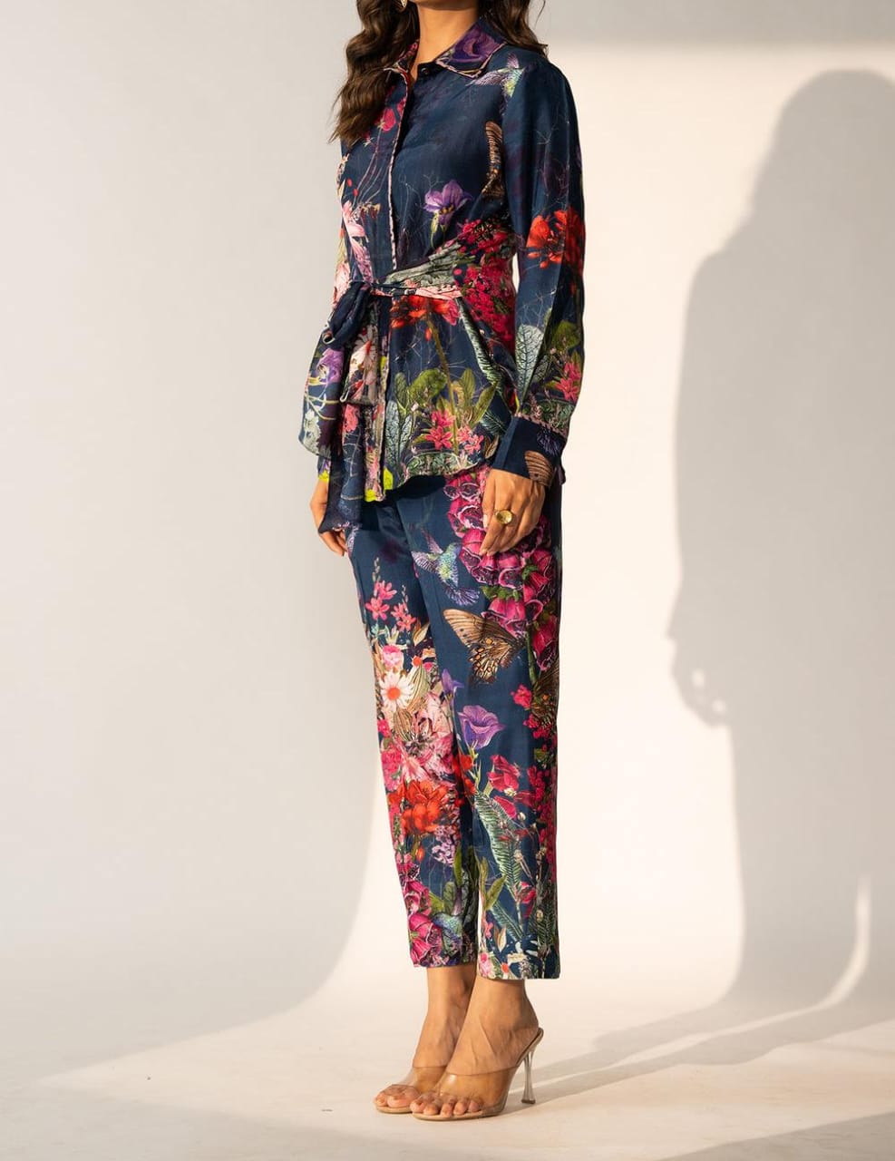 Floral Printed Silk With Front Tie Up