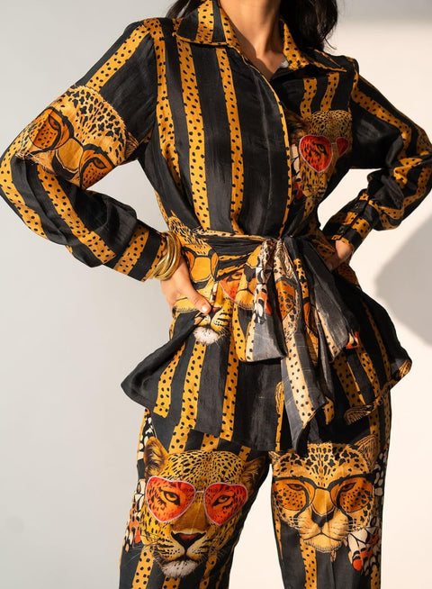 Printed  Silk With Front Tie Up