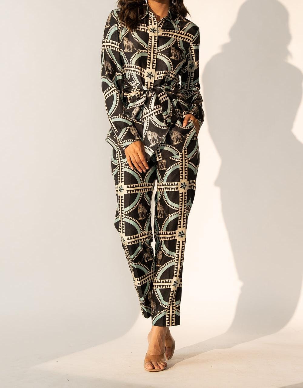 Printed Silk With Front Tie Up