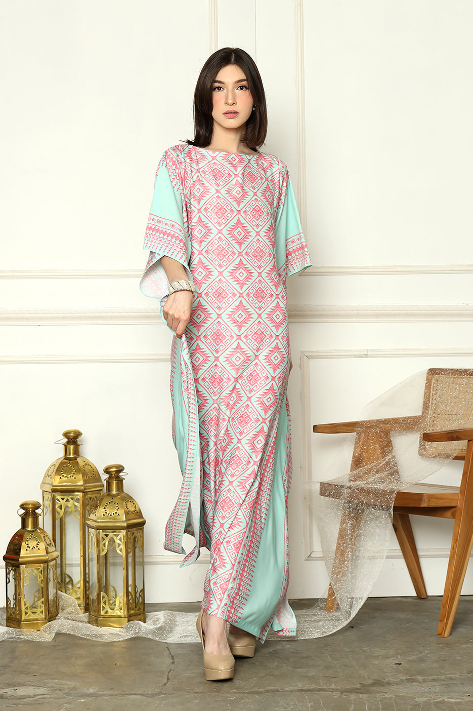 Pink Silk Kaftan HLK-0144