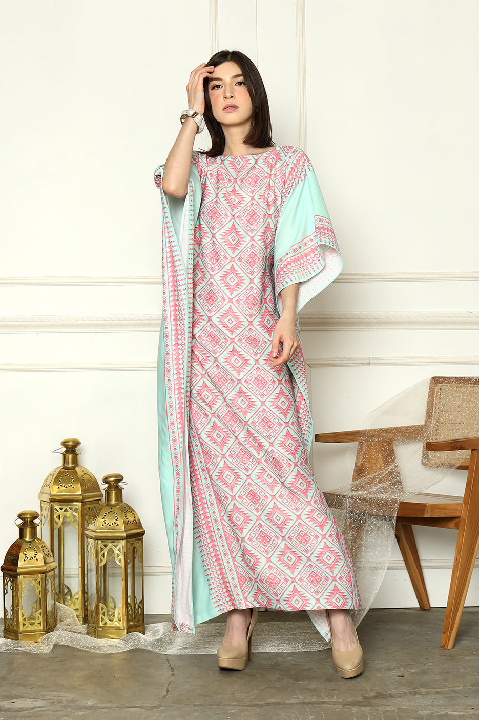 Pink Silk Kaftan HLK-0144