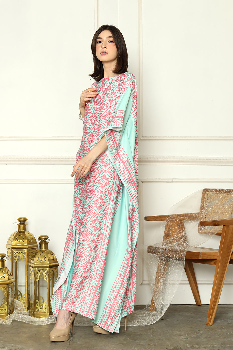 Pink Silk Kaftan HLK-0144