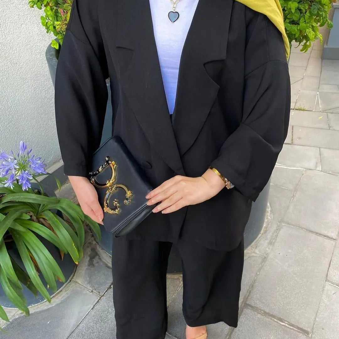 Italian Chiffon Co-ORd Set Black HCS-0047