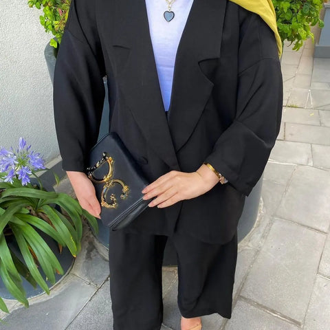 Italian Chiffon Co-ORd Set Black HCS-0047