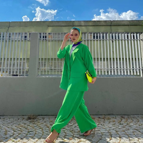 Italian Chiffon Co-ORd Set Green HCS-0043