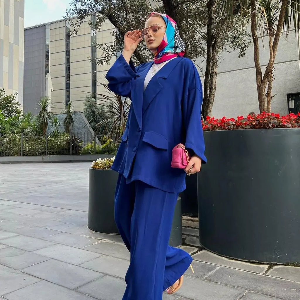 Italian Chiffon Co-ORd Set Blue HCS-0045