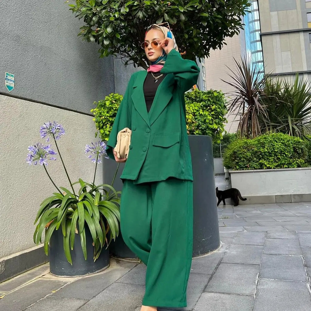 Italian Chiffon Co-ORd Set Dark Green HCS-0042