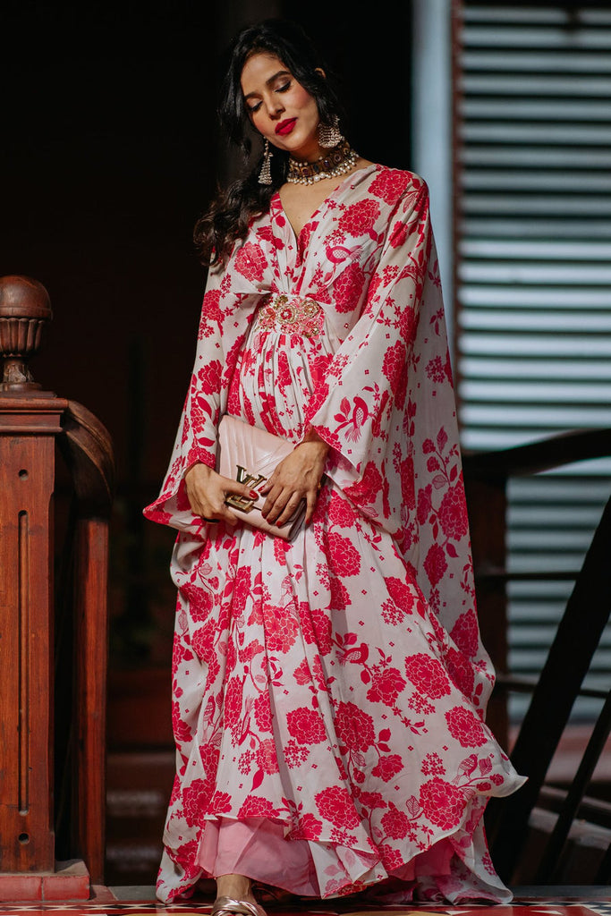 Pink Floral Kaftan HLK-0082