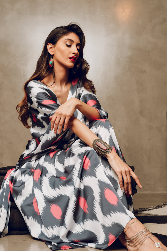 Ikat Pattern Kaftan HLK-0126