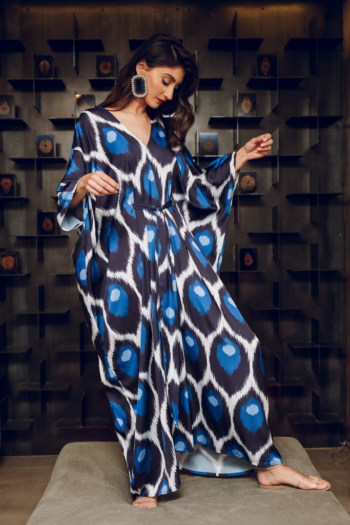 Blue Ikat Pattern Kaftan HLK-0124
