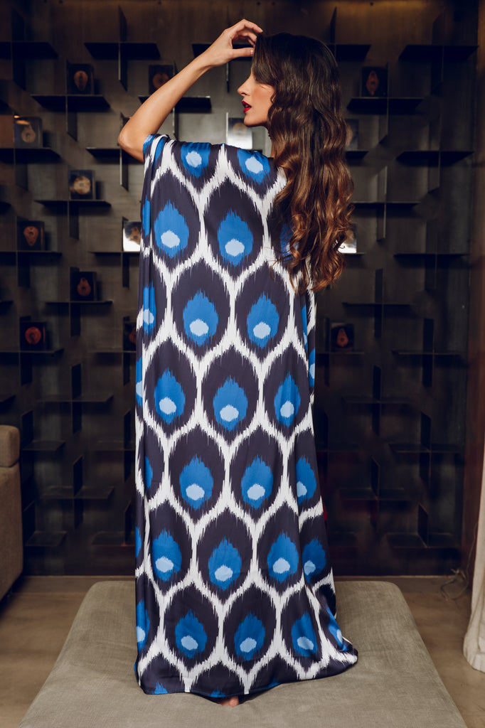 Blue Ikat Pattern Kaftan HLK-0124