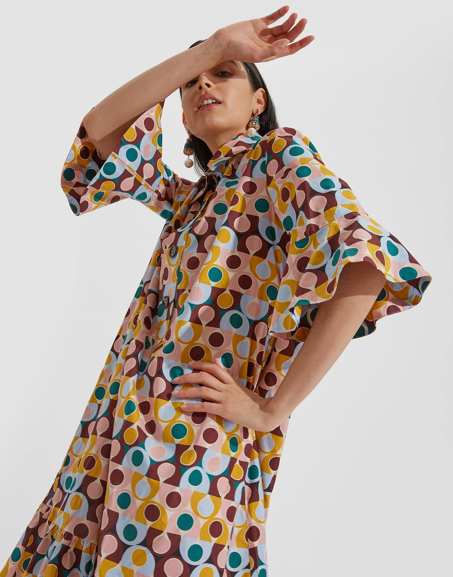 Geometric Print Long Dress HWD-0063