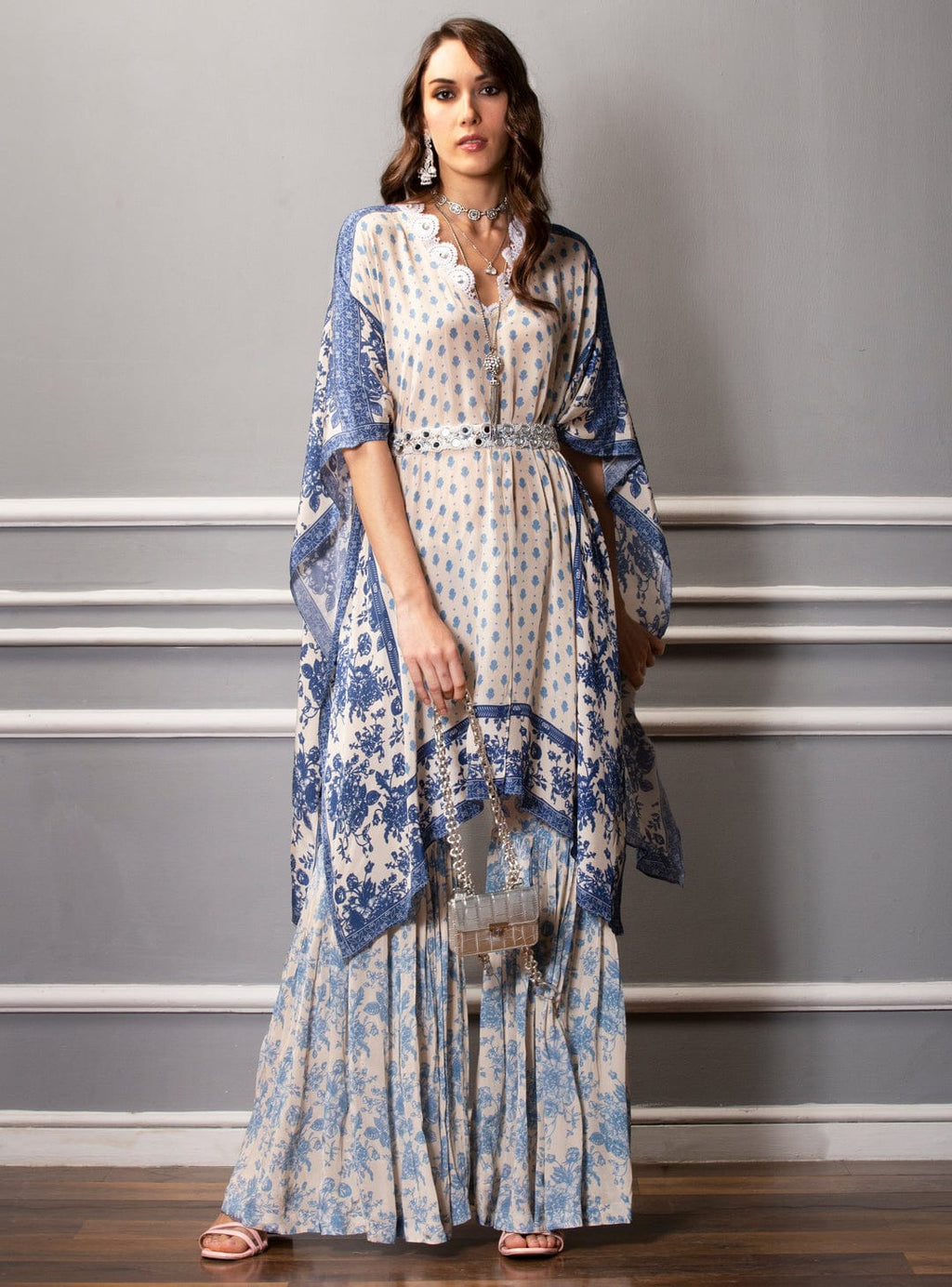 Navy Blue Kaftan & Sharara Set HEK-0004