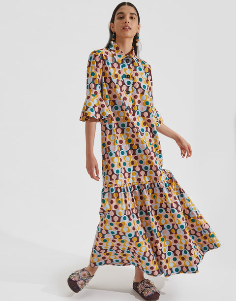 Geometric Print Long Dress HWD-0063