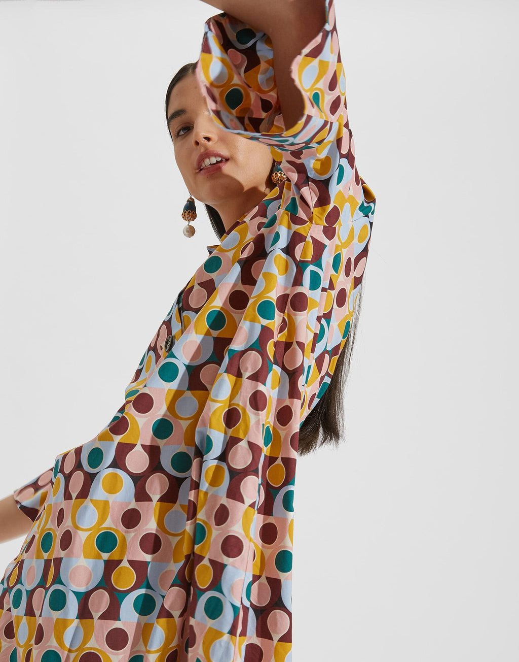 Geometric Print Long Dress HWD-0063