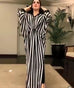 Black lines Silk Long Kaftan HLK-0034