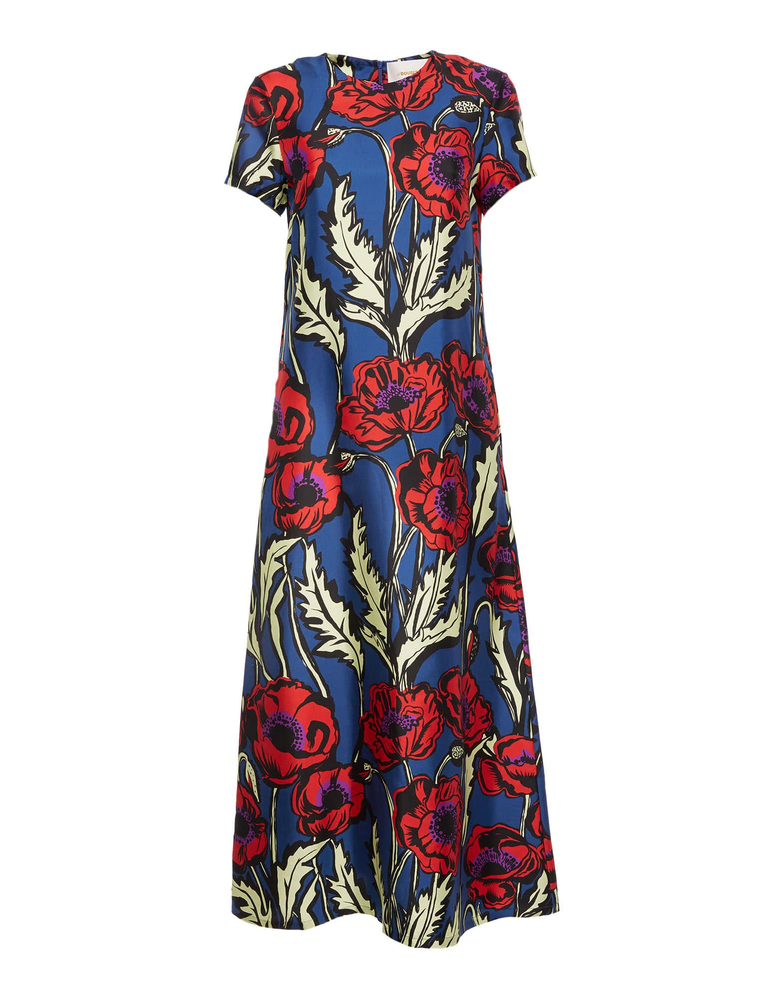 Swing Dress Big Blooms in Silk Twill HSC-0063