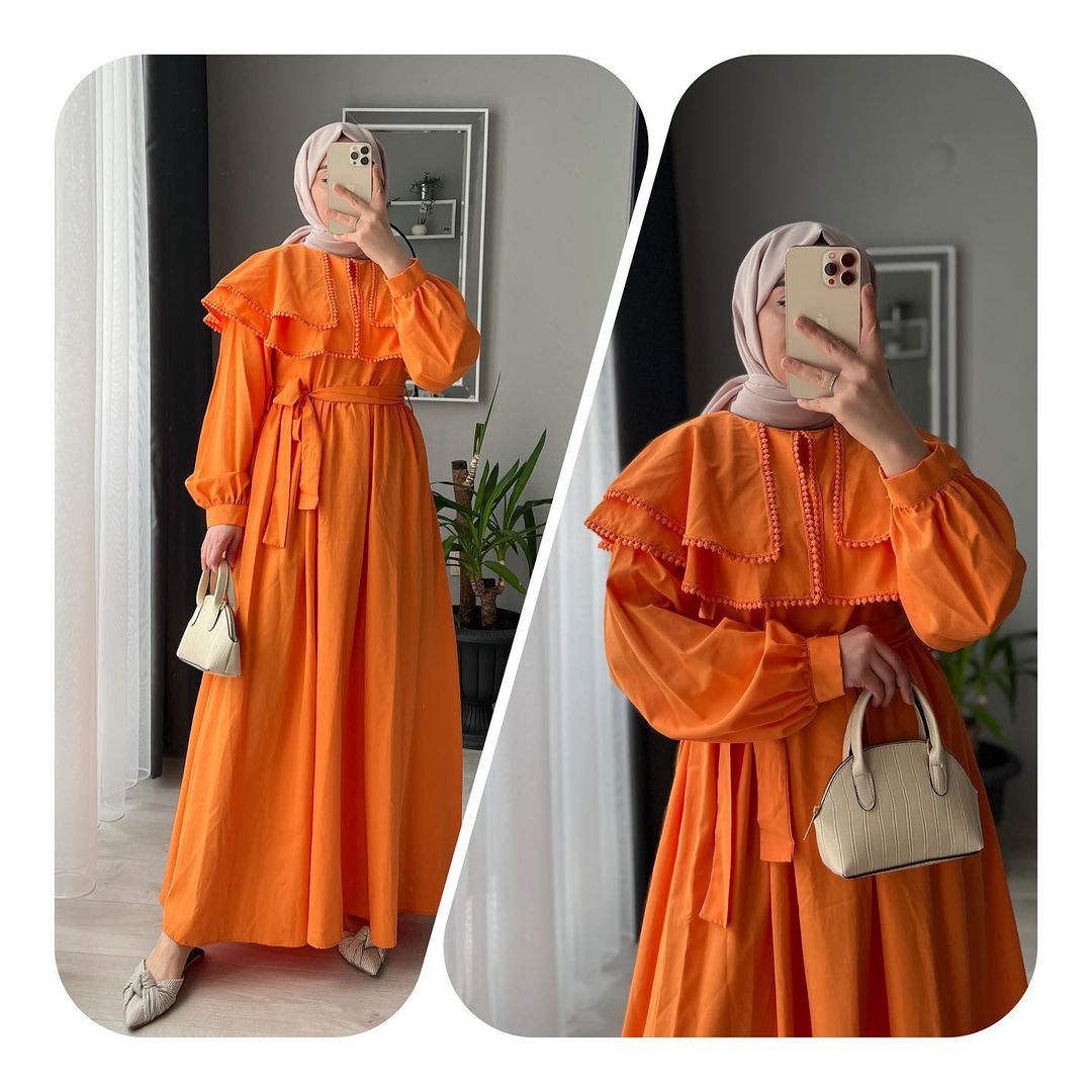 Orange Shoulder Dress IS-001