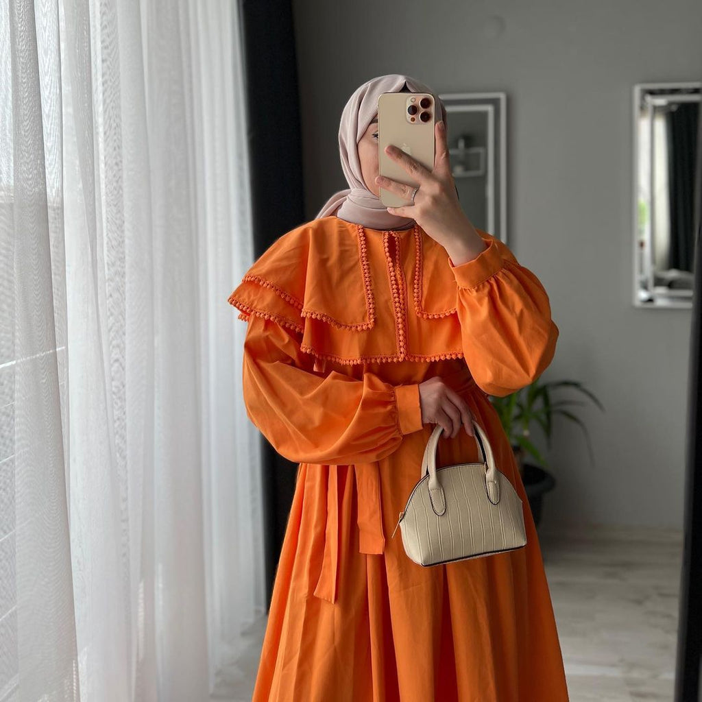 Orange Shoulder Dress IS-001